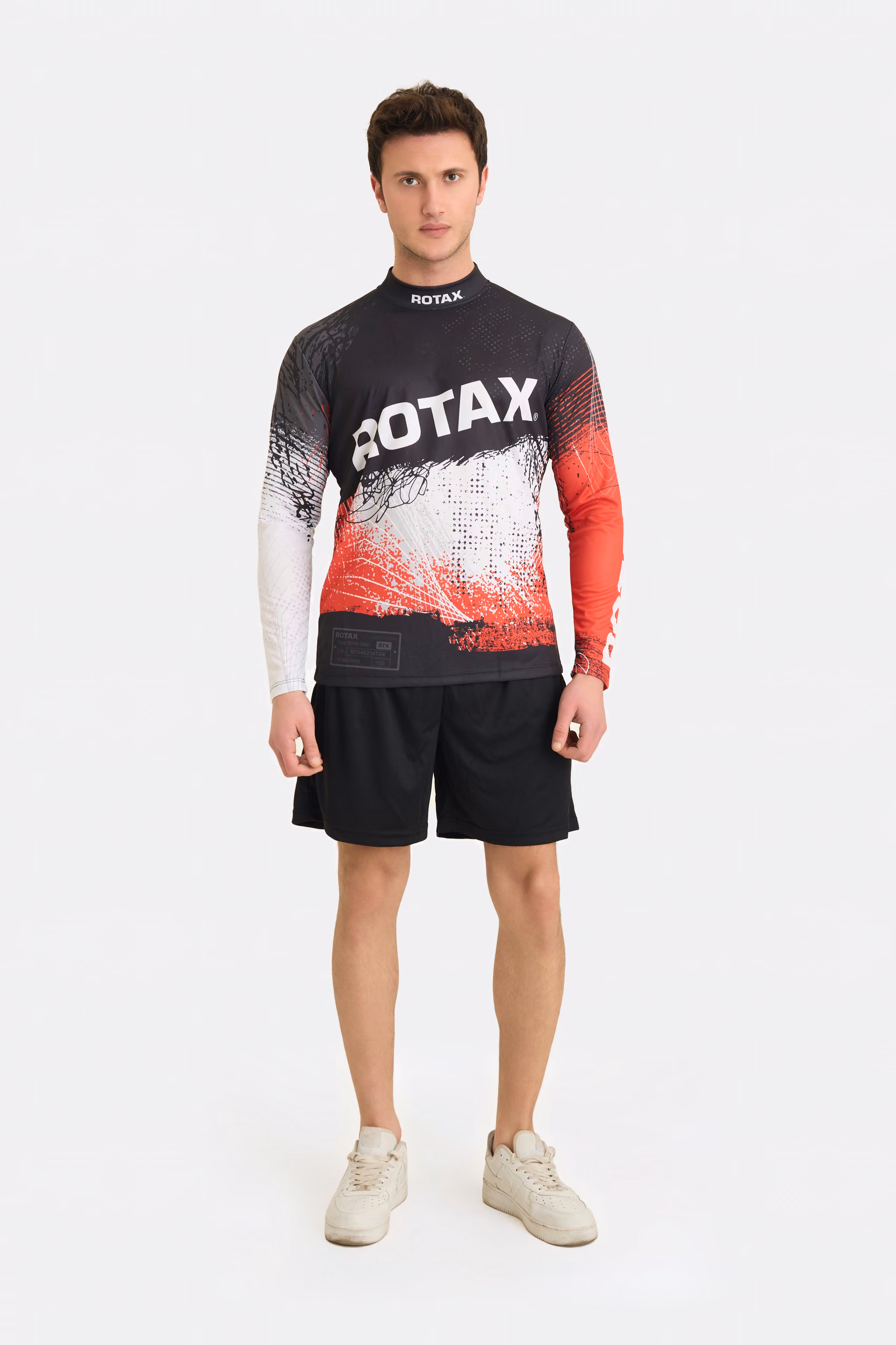 Sublimiertes Langarm-Racing-Trikot – Schwarz und Rot