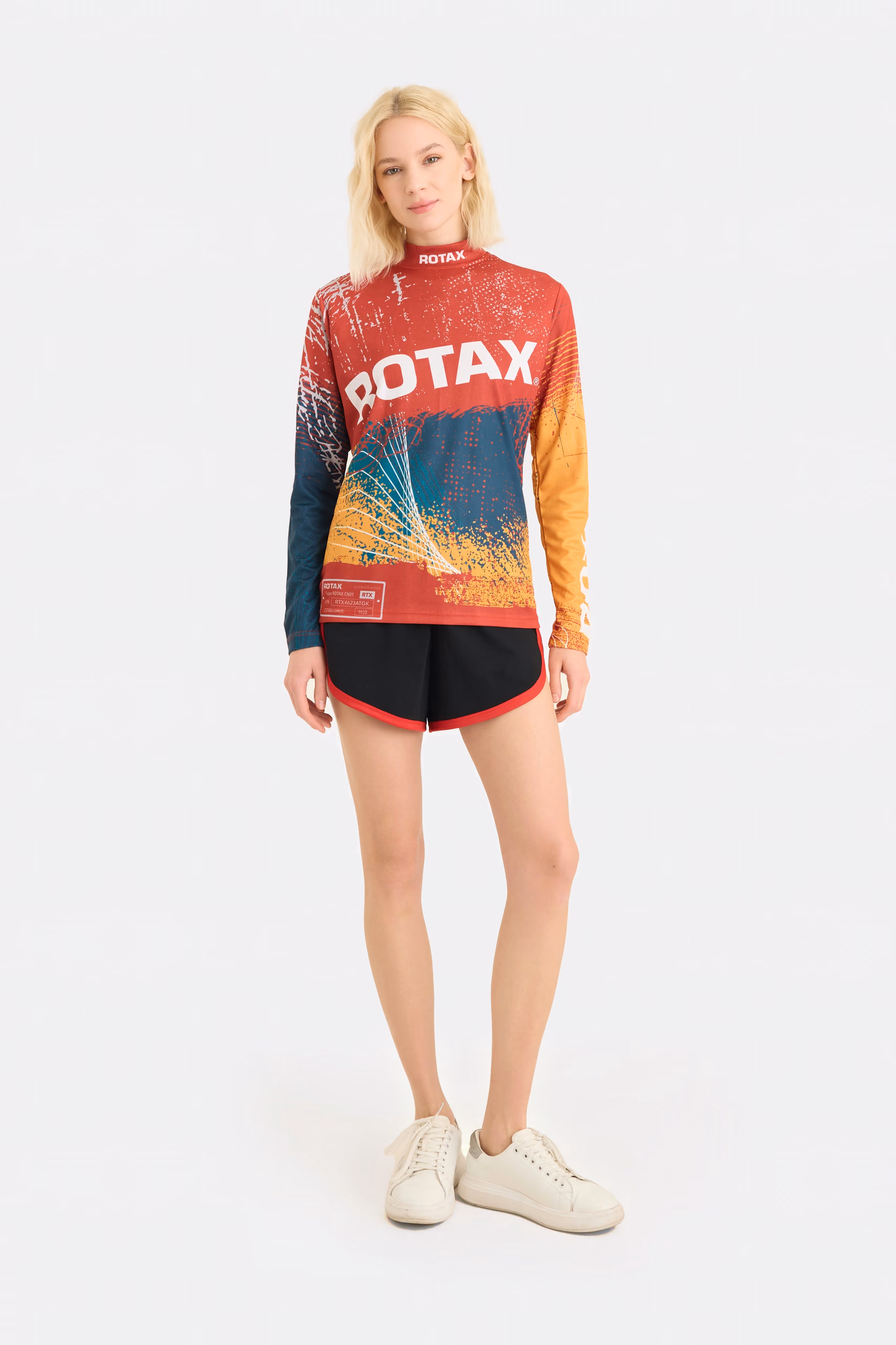 Sublimiertes Langarm-Racing-Trikot für Damen – Petrol und Orange