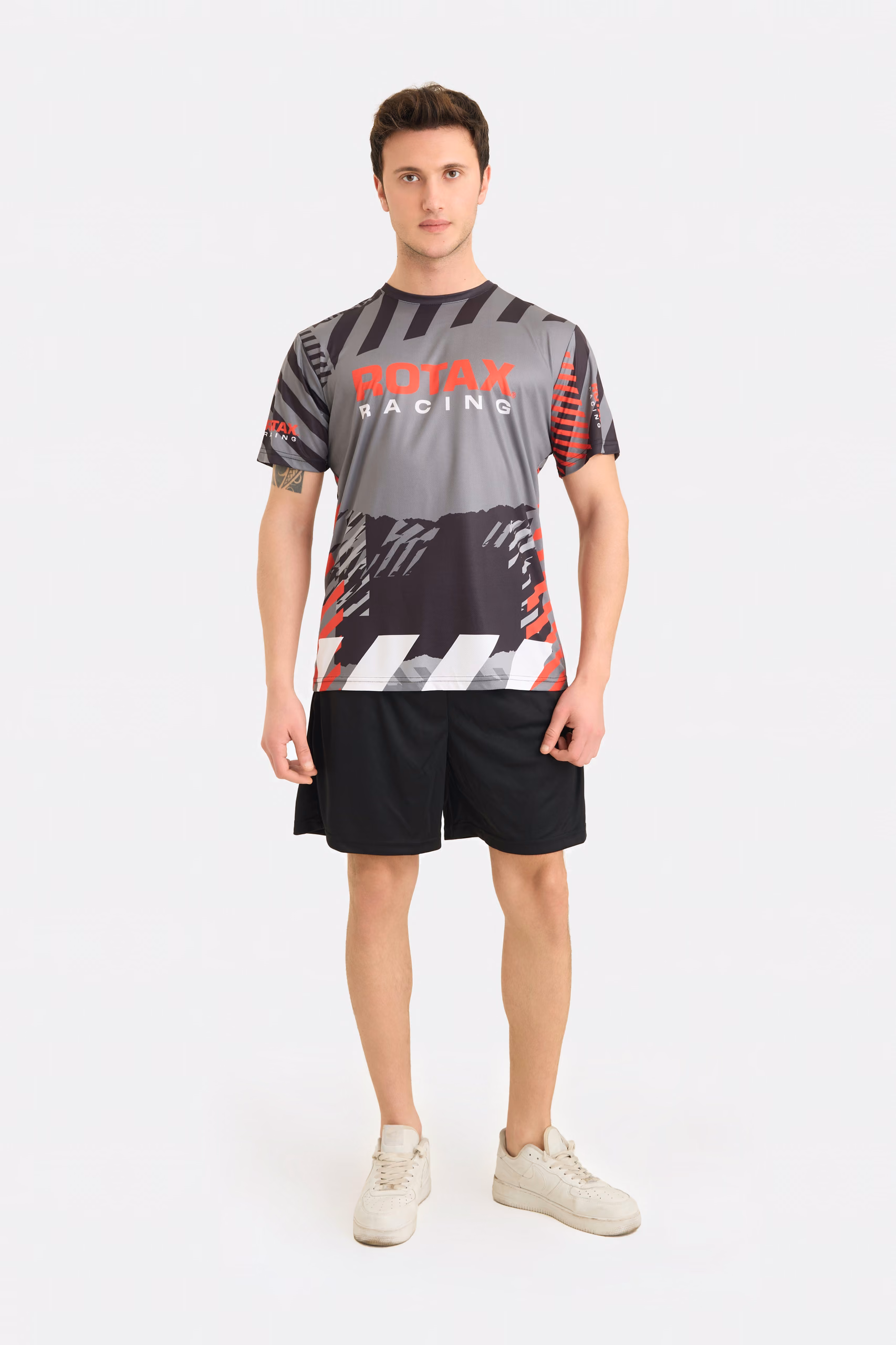 Sublimiertes Kurzarm-Racing-Trikot – Grau und Rot