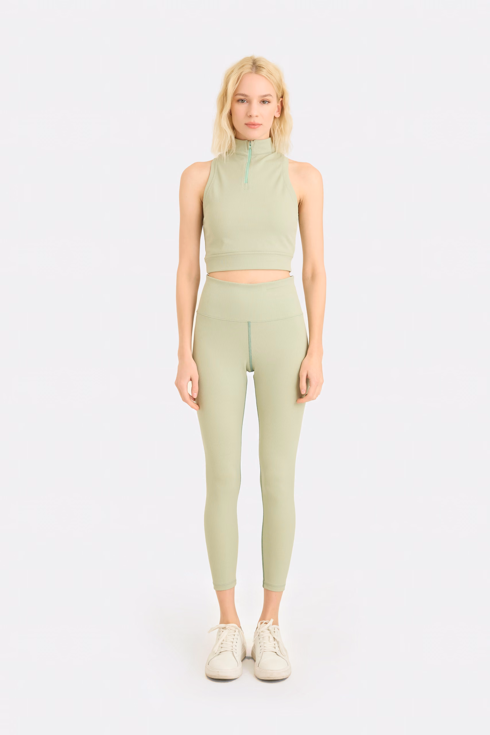 Šalvějový žebrovaný crop top