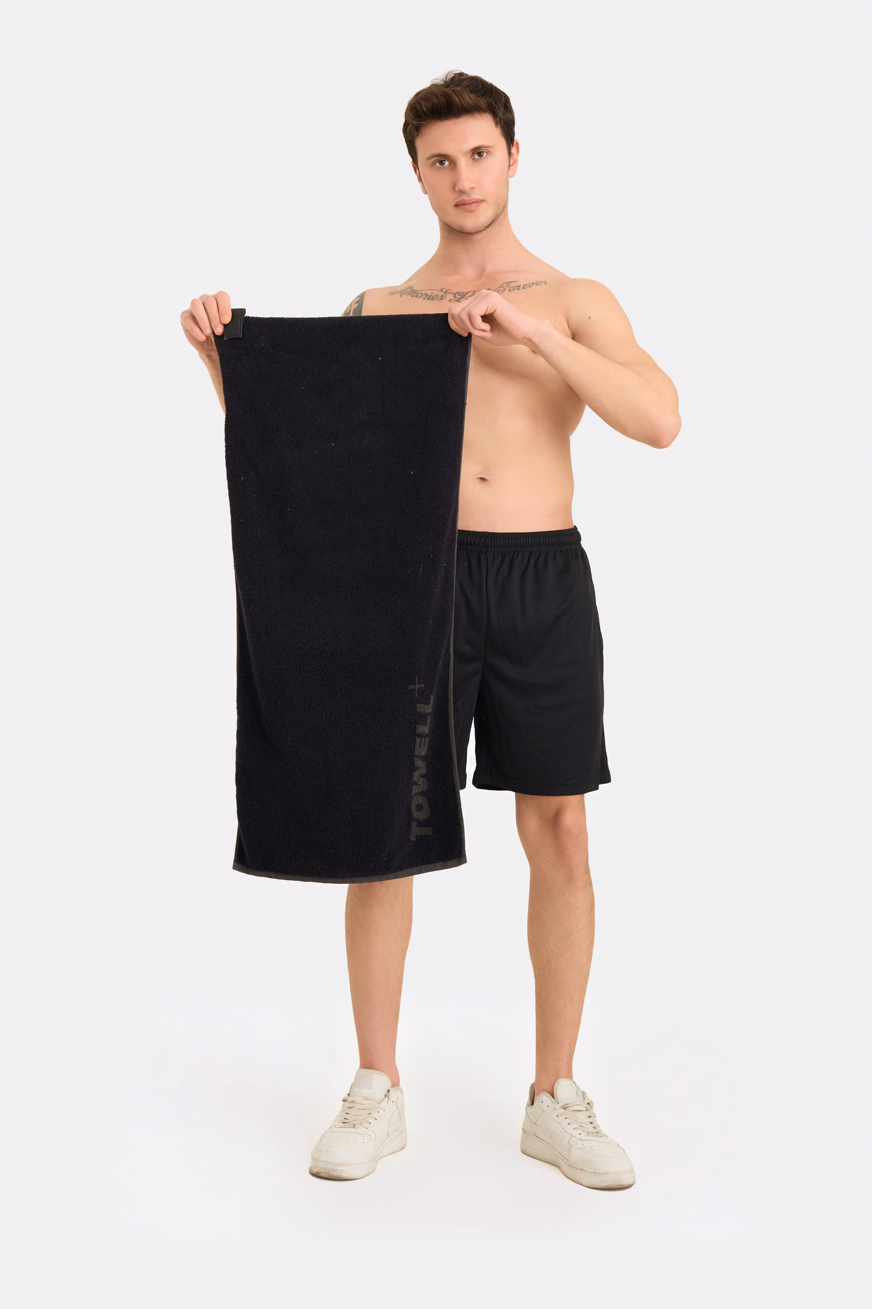 Schwarzes unifarbenes Sporthandtuch