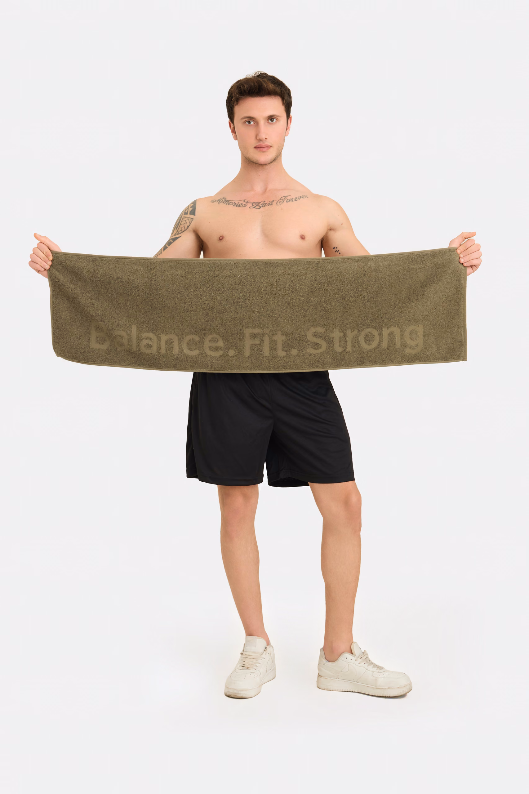 Olivgrünes Jacquard-Sporthandtuch